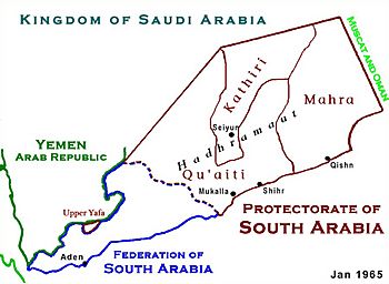 Map of the Qu'aiti State and the Protectorate of South Arabia
