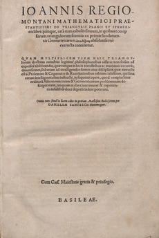 Regiomontanus - De triangulis planis et sphaericis libri, per Henrichum Petri et Petrum Pernam - 4683051