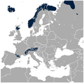 Rock Ptarmigan Lagopus muta distribution in Europe map