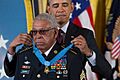 Sgt. 1st Class (retired) Melvin Morris is awarded the Medal of Honor by President Barack Obama