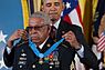 Sgt. 1st Class (retired) Melvin Morris is awarded the Medal of Honor by President Barack Obama.jpg