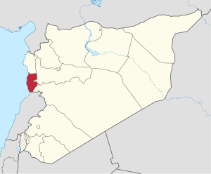 Map of Syria with Tartus highlighted