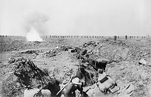 Troops advance Battle of Ginchy 09-09-1916 IWM Q 1302