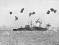 USS Louisville (CA-28) is hit by a kamikaze in Lingayen Gulf on 6 January 1945 (80-G-363217)