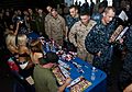 US Navy 120213-N-DX615-606 Seattle Seahawks cheerleaders, the Sea Gals, and comedian Brian Ricci greet Sailors and Marines aboard the amphibious as