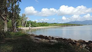 View across Rolling Bay and Trinity Bay from the beach at Pine Creek Yarrabah Road, East Trinity, 2018 01