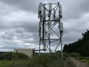 A communications tower at the top of Whangatauatia
