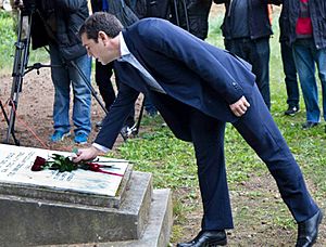 Alexis Tsipras at the National Resistance Memorial, Kaisariani