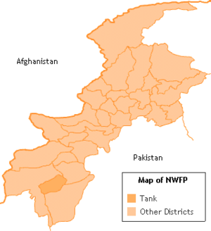 Area map of Tank District Pakistan
