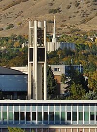BYU Bell Tower with Provo Temple