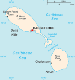 Location of the City of Basseterre in St. Kitts and Nevis