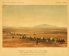 Crossing the Great Salt Lake Desert From Simpson's Spring to Short Cut Pass, Granite Mountain in the distance. - NARA - 305637
