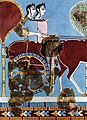 Fresco of two female charioteers from Tiryns 1200 BC