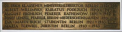 Gedenktafel Hinter der Katholischen Kirche 3 (Mitte) Christen im Widerstand2