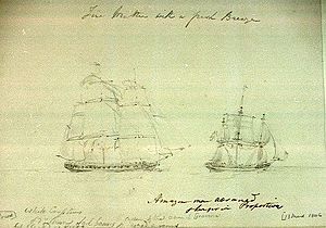 HMS Amazon (1799) pursuing possible Belle Poule