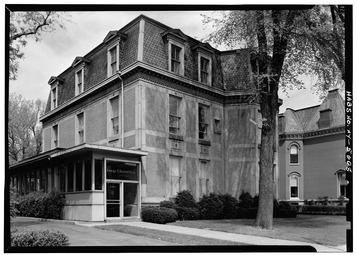 Historic American Buildings Survey, May 1965, SOUTHEAST ELEVATION SHOWING EAST FRONT AND SOUTH (CONSERVATORY) SIDE. - William Dorsheimer House, 438 Delaware Avenue, Buffalo, Erie HABS NY,15-BUF,2-2