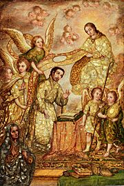La imposición de la casulla a San Ildefonso por la Virgen María - c.1700 - Nicolás Correa