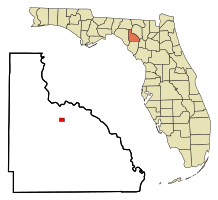 Location in Lafayette County and the state of Florida