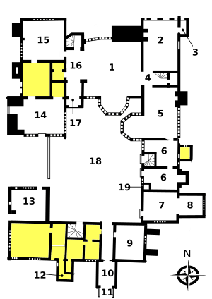 Little Moreton Hall - ground floor coloured