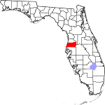 A state map highlighting Pasco County in the middle part of the state. It is medium in size.
