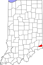 Map of Indiana highlighting Ohio County