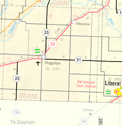 Map of Stevens Co, Ks, USA