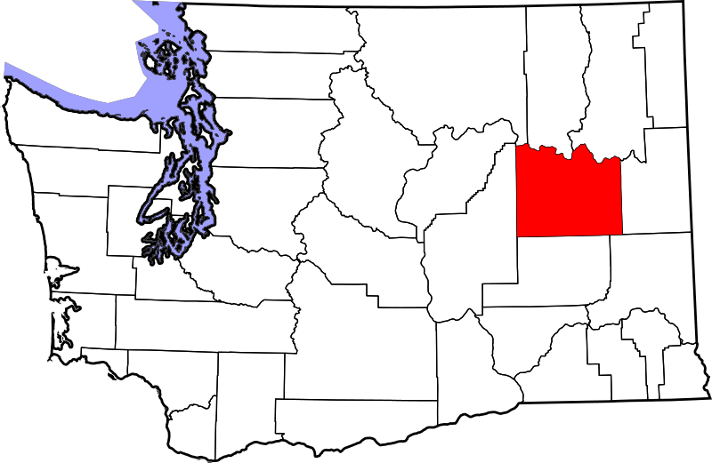Image Map of Washington highlighting Lincoln County