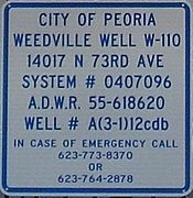 Peoria-Weedville-Weedville Well sign