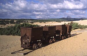 Piscinas, mine trolleys
