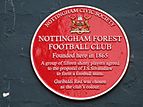 Plaque commemorating the foundation of Nottingham Forest Football Club at the former Clinton Arms, Sherwood Street, Nottingham