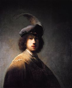 Rembrandt with plumed beret, by Rembrandt