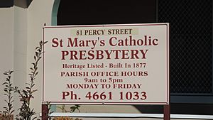 Sign outside St Mary's Presbytery, Warwick, 2015