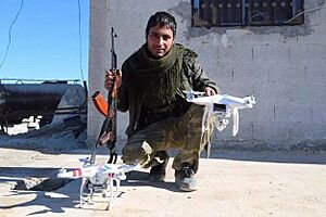 Soldier with commercial drones