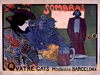 Sombras, cartell realitzat per Ramon Casas i Miquel Utrillo.