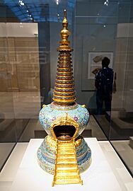 Stupa, China, probably Beijing, Qing dynasty, Qianlong period, 1735-1796 AD, cloisonne, view 1 - Freer Gallery of Art - DSC04964