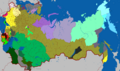 Subdivisions of the Russian Empire by largest ethnolinguistic group (1897)