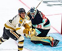 Winter Classic - Vegas Golden Knights at Seattle Kraken - January 1, 2024 - Joey Daccord and Jack Eichel (53441150924)