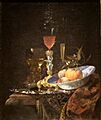 'Wineglass and a Bowl of Fruit', oil on canvas painting by Willem Kalf, 1663
