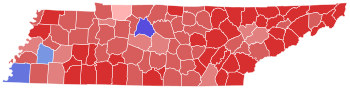 2018 United States Senate election in Tennessee results map by county