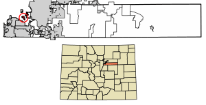Location of the Holly Hills CDP in Arapahoe County, Colorado.