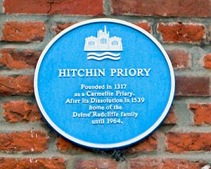 Blue plaque Hitchin Priory 2016