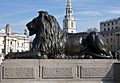 Bronze lion and church spire, Trafalgar Square - geograph.org.uk - 1600280
