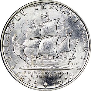 Delaware swedish tercentenary half dollar commemorative reverse