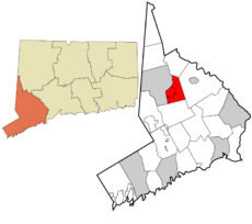 Bethel's location within Fairfield County and Connecticut