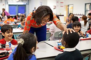 First Lady Michelle Obama has lunch with students