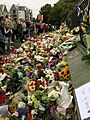 Flowers and tributes for the victims of the Christchurch mosque shootings, Rolleston Avenue, Christchurch