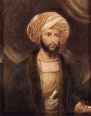 General Sir James Abbott dressed as an Indian noble by B. Baldwin 1841