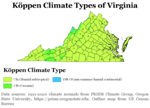 Köppen Climate Types Virginia