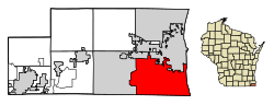 Location of Pleasant Prairie in Kenosha County, Wisconsin