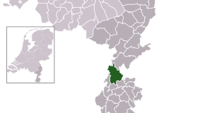 Highlighted position of Sittard-Geleen in a municipal map of Limburg